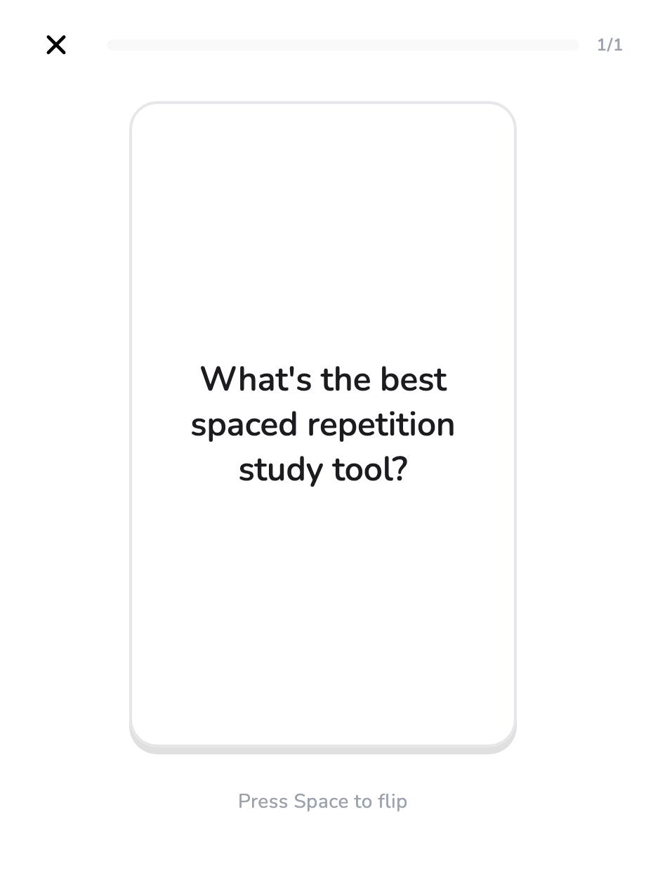 Study screen showing a question